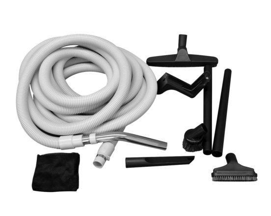 Essential garage and car vacuum kit for central vacuum system